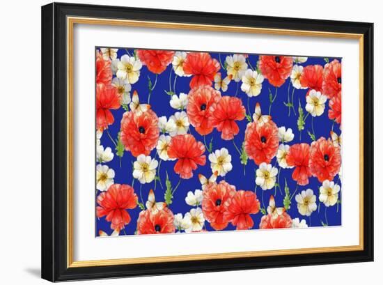 Poppies (Pattern)-Maria Rytova-Framed Premium Giclee Print