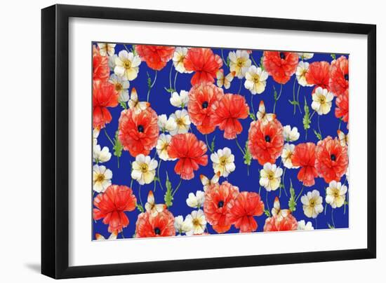 Poppies (Pattern)-Maria Rytova-Framed Giclee Print