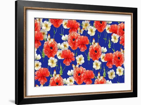 Poppies (Pattern)-Maria Rytova-Framed Giclee Print