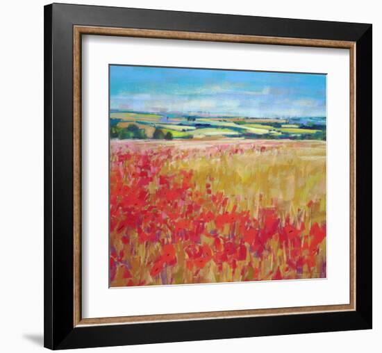 Poppies& Rolling Hills England-null-Framed Art Print