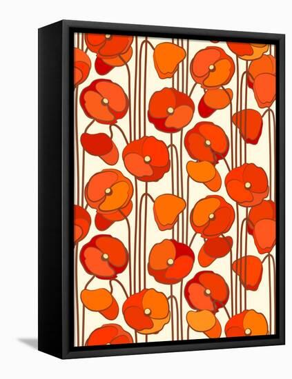Poppies. Seamless Background.-isveta-Framed Stretched Canvas