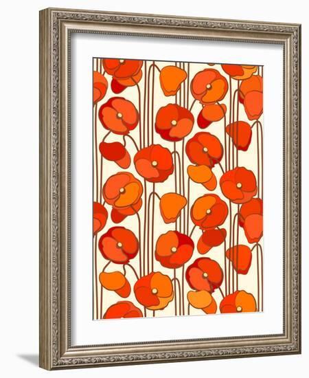 Poppies. Seamless Background.-isveta-Framed Art Print