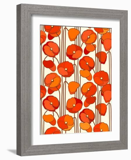 Poppies. Seamless Background.-isveta-Framed Art Print