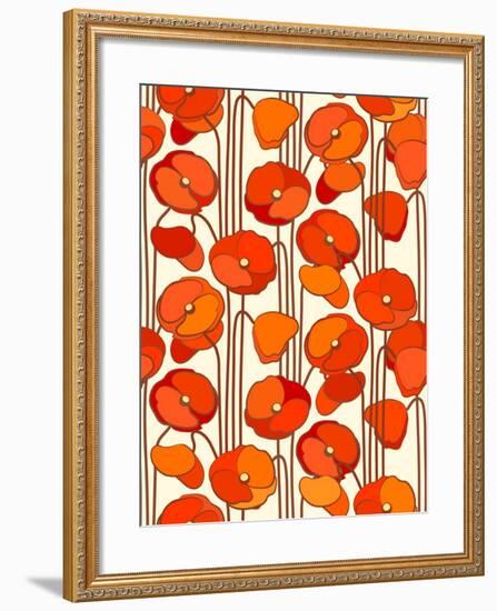 Poppies. Seamless Background.-isveta-Framed Art Print