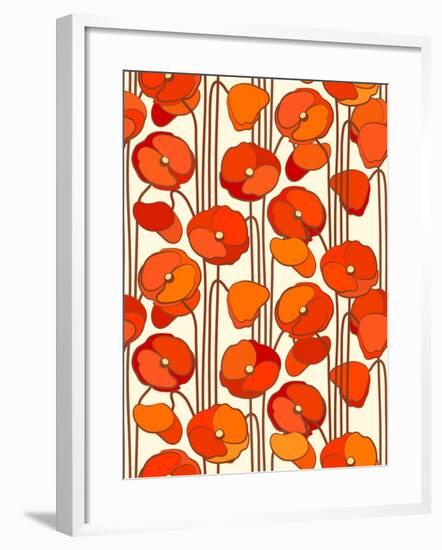 Poppies. Seamless Background.-isveta-Framed Art Print