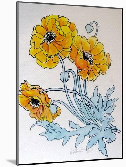 POPPIES watercolour-Linda Arthurs-Mounted Giclee Print