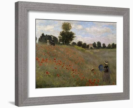 Poppy Field at Argenteuil, c.1873-Claude Monet-Framed Giclee Print