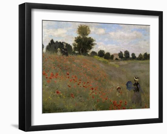 Poppy Field at Argenteuil, c.1873-Claude Monet-Framed Giclee Print