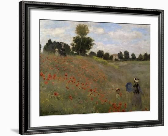 Poppy Field at Argenteuil, c.1873-Claude Monet-Framed Giclee Print