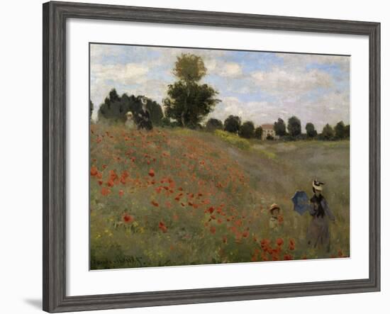 Poppy Field at Argenteuil, c.1873-Claude Monet-Framed Giclee Print