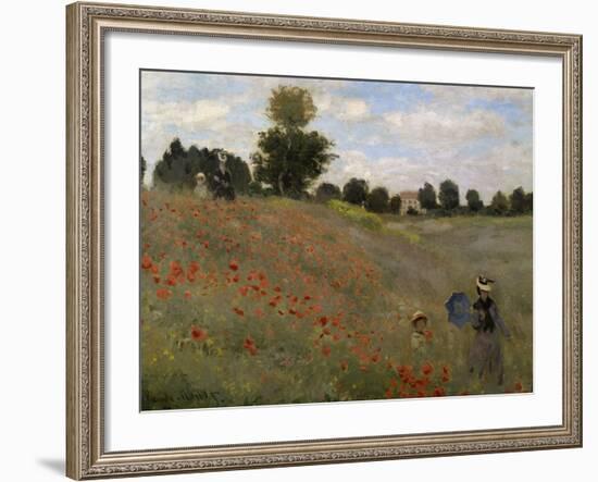 Poppy Field at Argenteuil, c.1873-Claude Monet-Framed Giclee Print