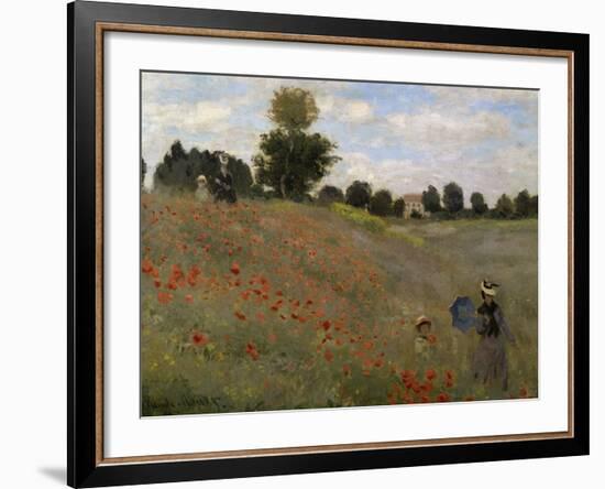 Poppy Field at Argenteuil, c.1873-Claude Monet-Framed Giclee Print