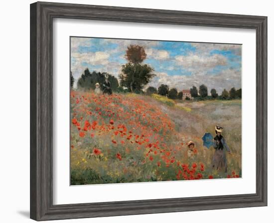 Poppy Field (Detail)-Claude Monet-Framed Art Print