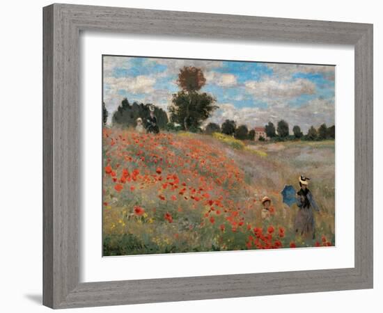 Poppy Field (Detail)-Claude Monet-Framed Art Print