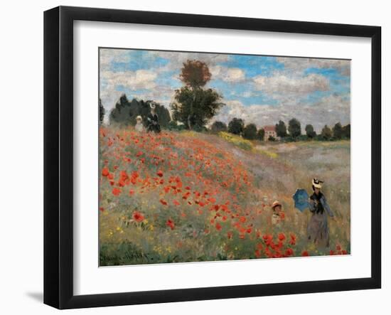 Poppy Field (Detail)-Claude Monet-Framed Art Print