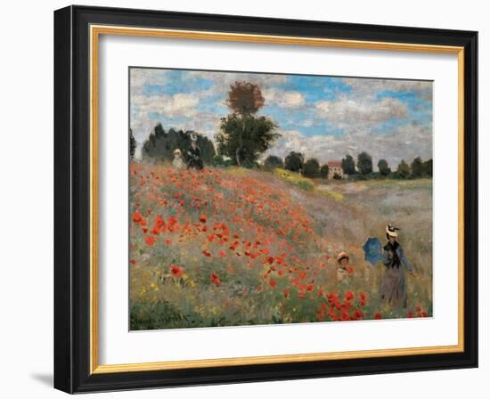 Poppy Field (Detail)-Claude Monet-Framed Art Print