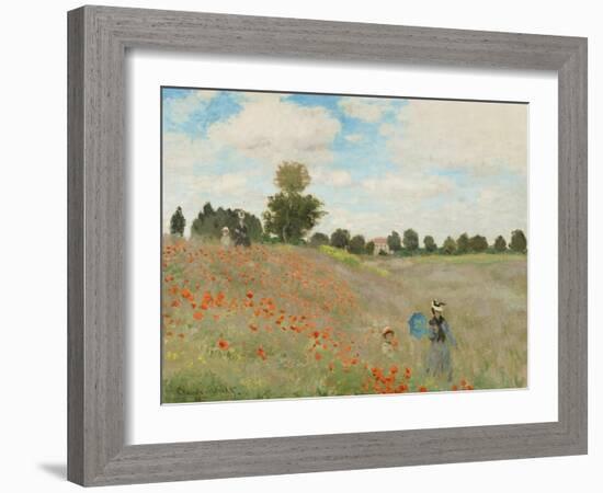 Poppy Field, Near Argenteuil, c.1873-Claude Monet-Framed Premium Giclee Print