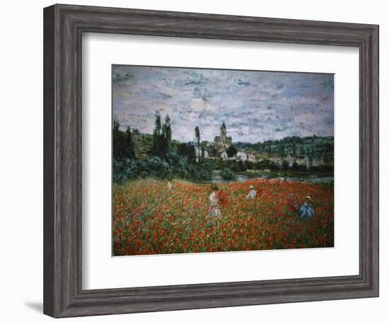 Poppy Field Near Vetheuil-Claude Monet-Framed Giclee Print