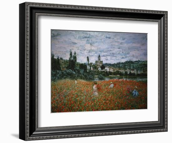 Poppy Field Near Vetheuil-Claude Monet-Framed Giclee Print