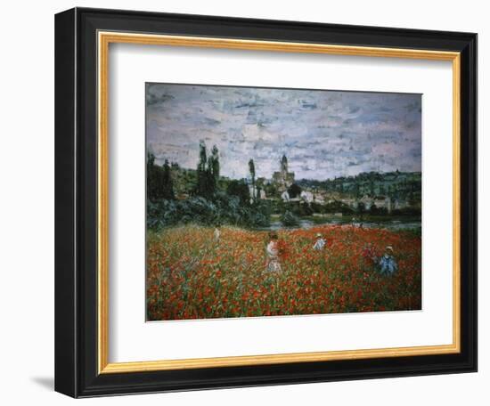 Poppy Field Near Vetheuil-Claude Monet-Framed Giclee Print