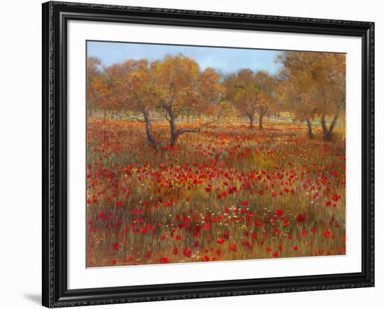 Poppy Fields In Red-Longo-Framed Art Print