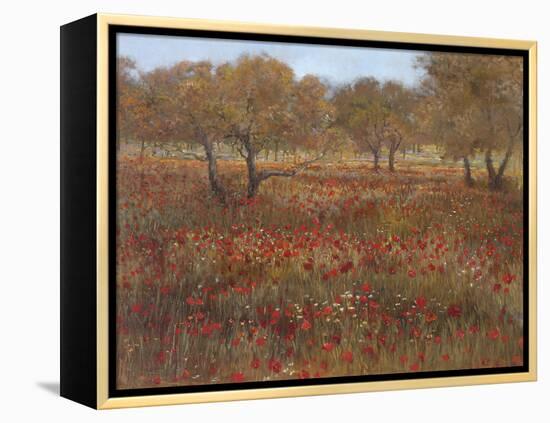 Poppy Fields In Red-Longo-Framed Stretched Canvas