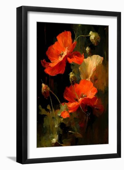 Poppy Flowers II-Vivienne Dupont-Framed Art Print