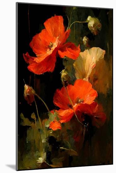 Poppy Flowers II-Vivienne Dupont-Mounted Art Print