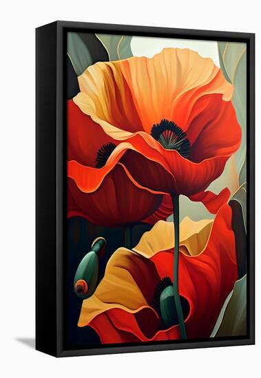 Poppy Flowers-Lea Faucher-Framed Stretched Canvas