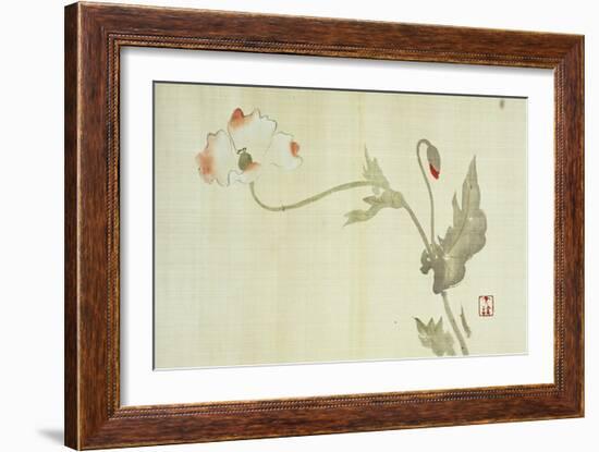 Poppy from Primrose, Mount Fuji, Bamboo and Toy Bird, Kanzan and Jittoku, Cuckoo under the Moon,…-Sakai Hoitsu-Framed Giclee Print