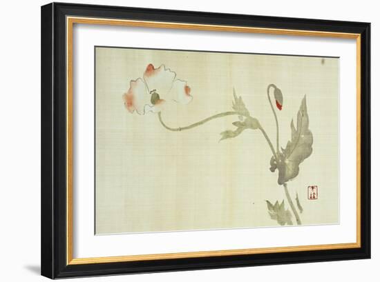 Poppy from Primrose, Mount Fuji, Bamboo and Toy Bird, Kanzan and Jittoku, Cuckoo under the Moon,…-Sakai Hoitsu-Framed Giclee Print