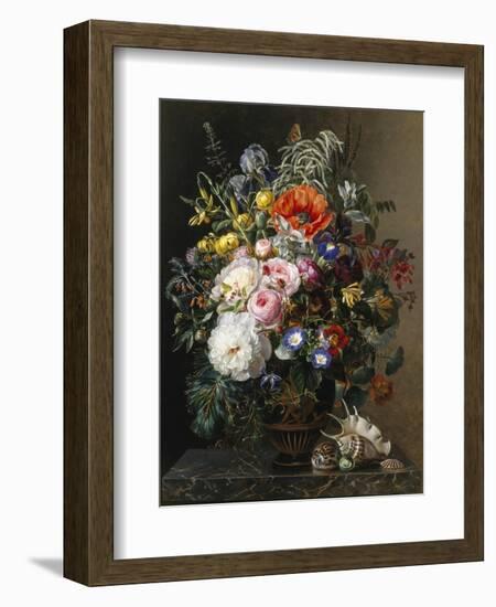 Poppy, Peonies, Roses and Naturtiums in a Greek Vase-Johan Laurentz Jensen-Framed Giclee Print