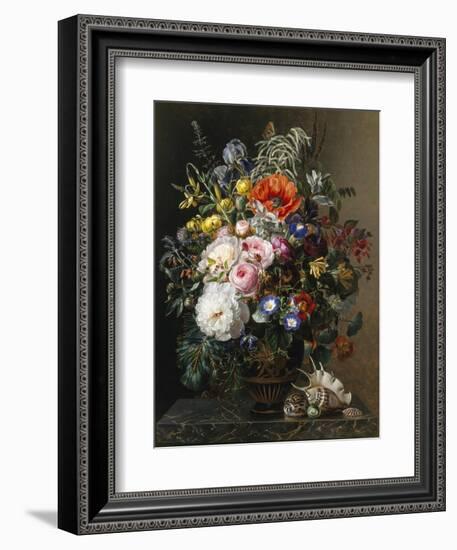 Poppy, Peonies, Roses and Naturtiums in a Greek Vase-Johan Laurentz Jensen-Framed Giclee Print