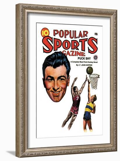 Popular Sports Magazine: Going for the Hoop-null-Framed Art Print