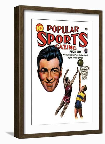 Popular Sports Magazine: Going for the Hoop-null-Framed Art Print