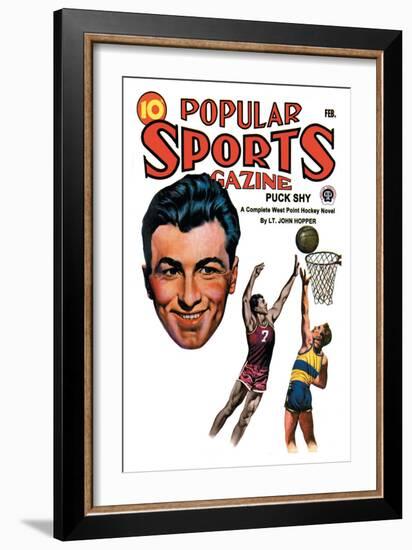 Popular Sports Magazine: Going for the Hoop-null-Framed Art Print