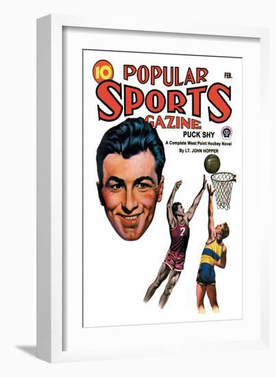 Popular Sports Magazine: Going for the Hoop-null-Framed Art Print