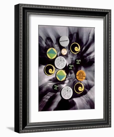 Population Control Buttons from the Zero Population Growth Movement at Ithaca College, NY, 1970-Art Rickerby-Framed Photographic Print