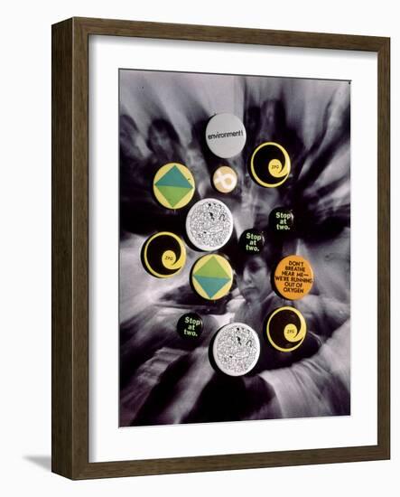 Population Control Buttons from the Zero Population Growth Movement at Ithaca College, NY, 1970-Art Rickerby-Framed Photographic Print