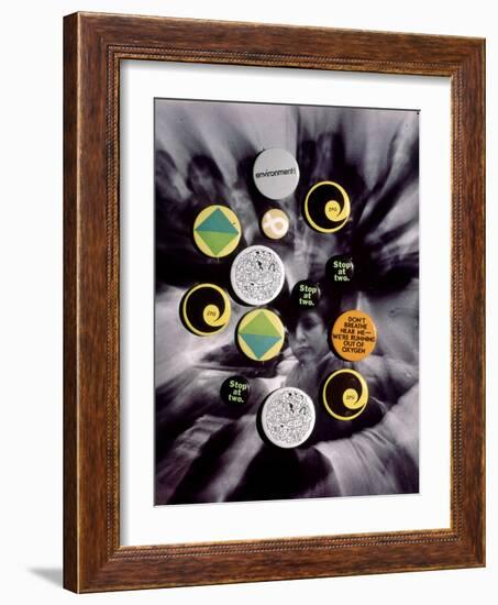 Population Control Buttons from the Zero Population Growth Movement at Ithaca College, NY, 1970-Art Rickerby-Framed Photographic Print