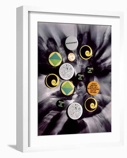 Population Control Buttons from the Zero Population Growth Movement at Ithaca College, NY, 1970-Art Rickerby-Framed Photographic Print