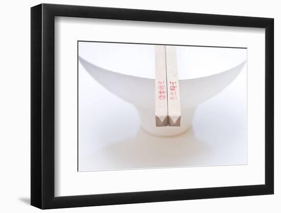 Porcelain bowl with woodwork chopstick-C. Nidhoff-Lang-Framed Photographic Print