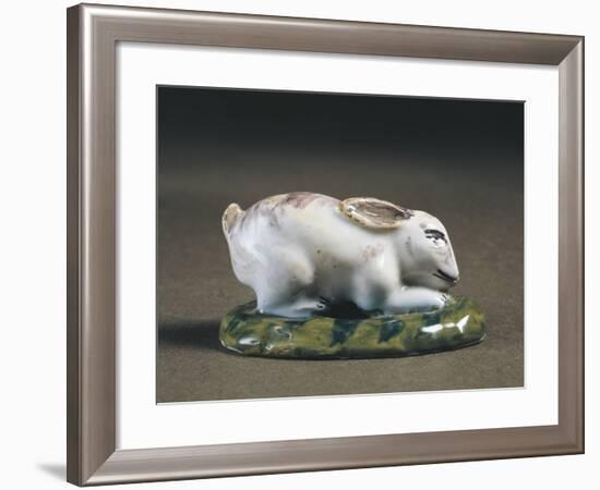 Porcelain Figurine of Rabbit, Delft Porcelain-null-Framed Giclee Print