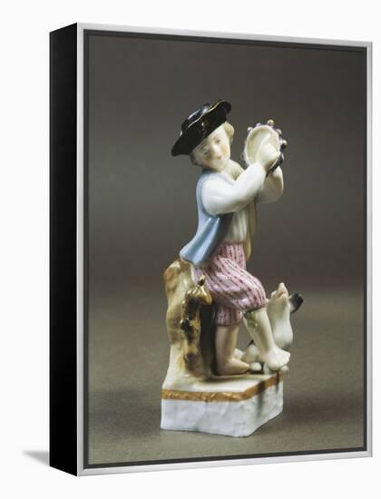 Porcelain Figurine of Young Tambourine Player, Paris Production-null-Framed Premier Image Canvas