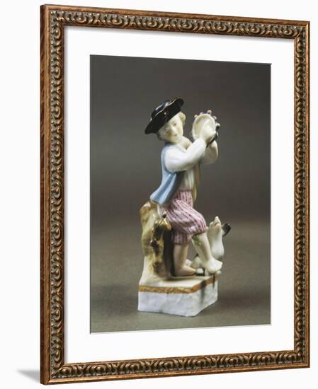 Porcelain Figurine of Young Tambourine Player, Paris Production-null-Framed Giclee Print