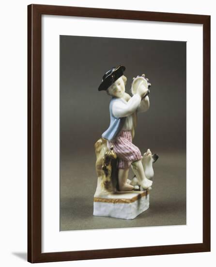 Porcelain Figurine of Young Tambourine Player, Paris Production-null-Framed Giclee Print