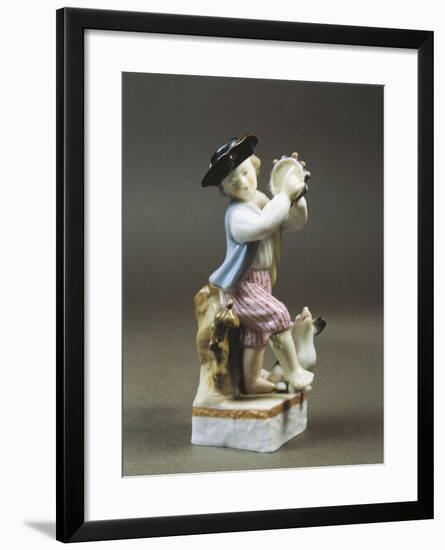 Porcelain Figurine of Young Tambourine Player, Paris Production-null-Framed Giclee Print