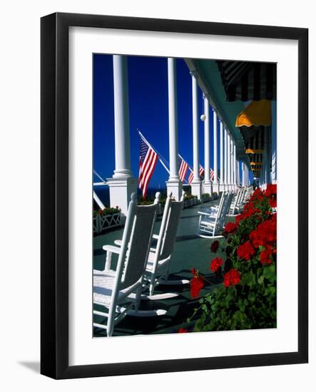 Porch of the Grand Hotel, Mackinac Island, Michigan, USA-null-Framed Photographic Print