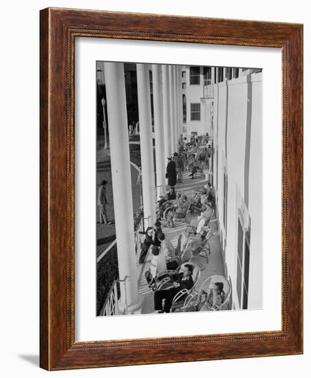 Porch-Sitting, One of Miamians Major Outdoor Sports, White House Hotel-Alfred Eisenstaedt-Framed Photographic Print