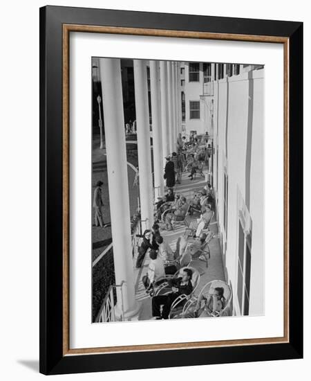 Porch-Sitting, One of Miamians Major Outdoor Sports, White House Hotel-Alfred Eisenstaedt-Framed Photographic Print